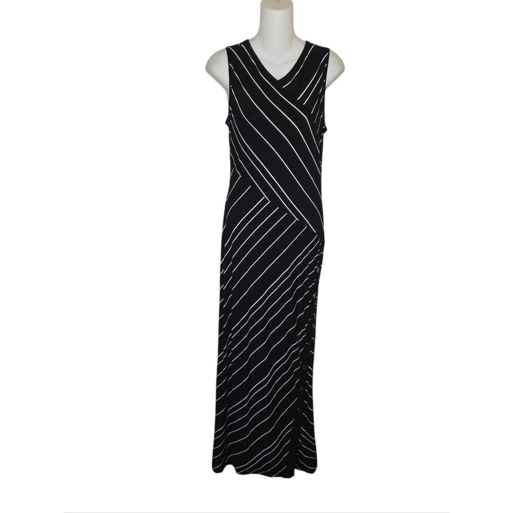 White House Black Market Polished Knit Diagonal Stripe Maxi Dress Size Medium